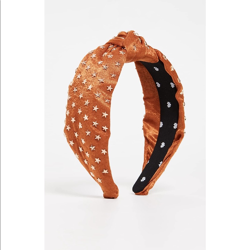 Gorgeous Lele Sadoughi burnt Orange gold star silk headband